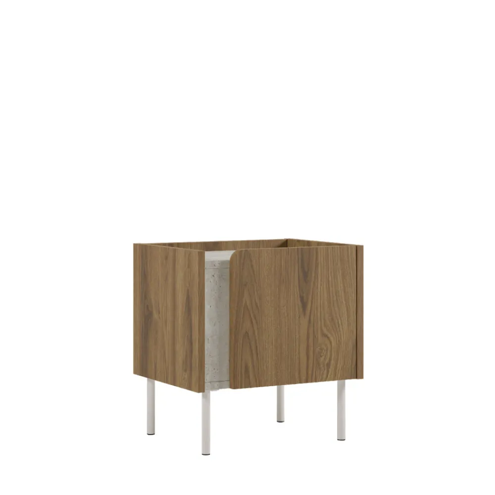 Drawer BOXY Table de chevet 1 porte en bois et effet travertin