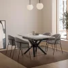 No name BRELYN Table à manger extensible 6 à 8 personnes en céramique et métal 90-150x150cm