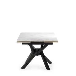 No name BRELYN Table à manger extensible 6 à 8 personnes en céramique et métal 90-150x150cm