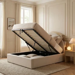 Drawer BRIE Lit coffre en tissu avec rangements intégrés 160x200cm