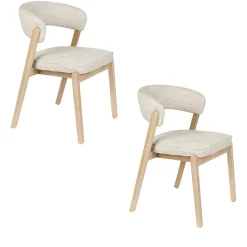 Zuiver BRIGHT Lot de 2 chaises en tissu et bois