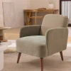 Drawer BROOKS Fauteuil rétro en tissu chenille pieds bois foncé