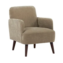 Drawer BROOKS Fauteuil rétro en tissu chenille pieds bois foncé