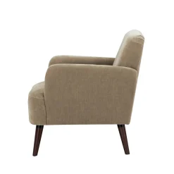 Drawer BROOKS Fauteuil rétro en tissu chenille pieds bois foncé