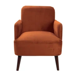 Drawer BROOKS Fauteuil rétro en velours pieds bois foncé