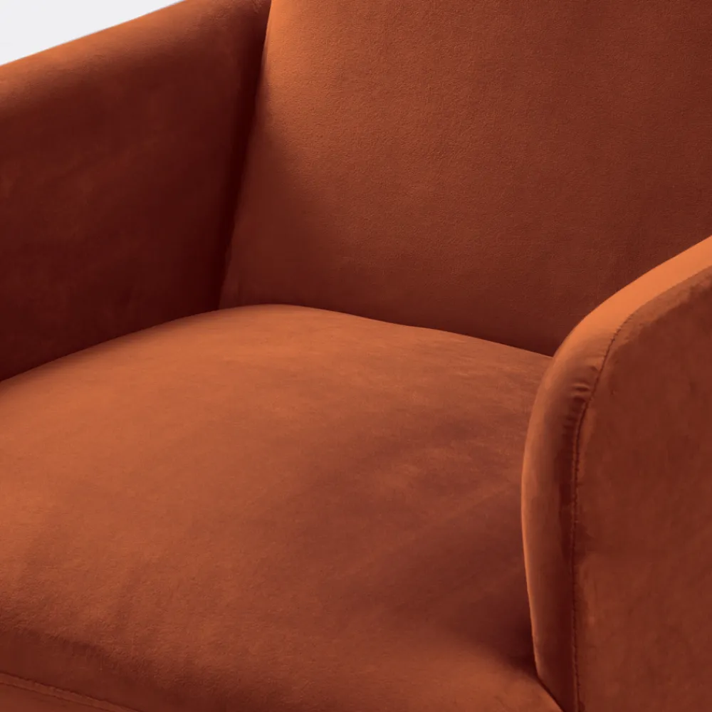 Drawer BROOKS Fauteuil rétro en velours pieds bois foncé