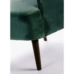 Drawer BROOKS Fauteuil rétro en velours pieds bois foncé