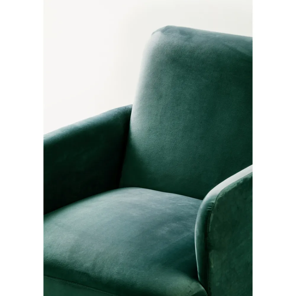 Drawer BROOKS Fauteuil rétro en velours pieds bois foncé