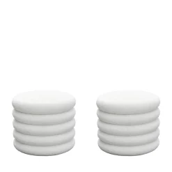 Drawer BUBBLE Lot de 2 poufs coffres ronds en tissu bouclette ø47cm