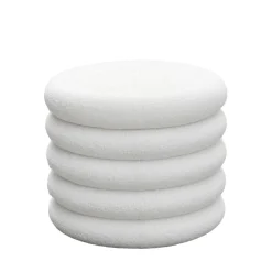 Drawer BUBBLE Lot de 2 poufs coffres ronds en tissu bouclette ø47cm