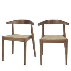 Drawer BUNGA Lot de 2 chaises en teck et cannage