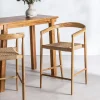 Drawer BURI Lot de 2 fauteuils de bar en teck et corde tressé H65cm