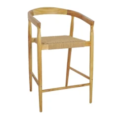 Drawer BURI Lot de 2 fauteuils de bar en teck et corde tressé H65cm