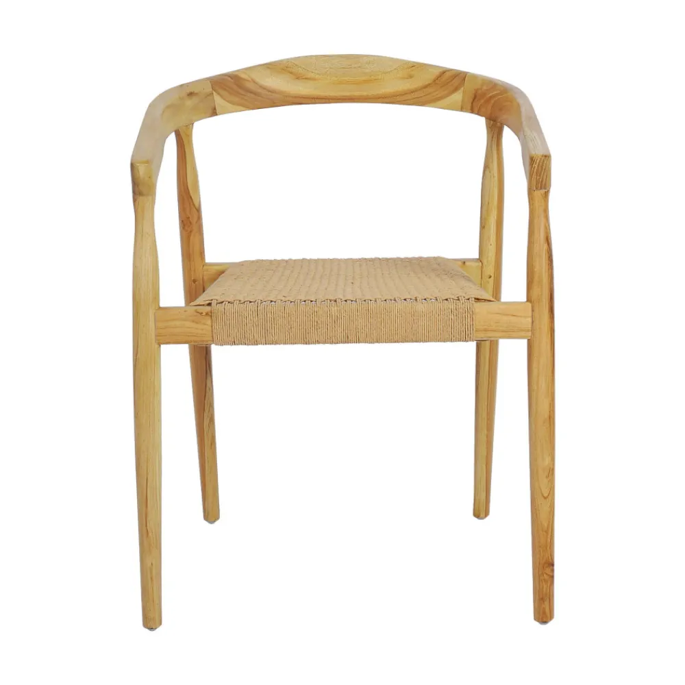 Drawer BURI Lot de 2 fauteuils de table en teck et corde tressé