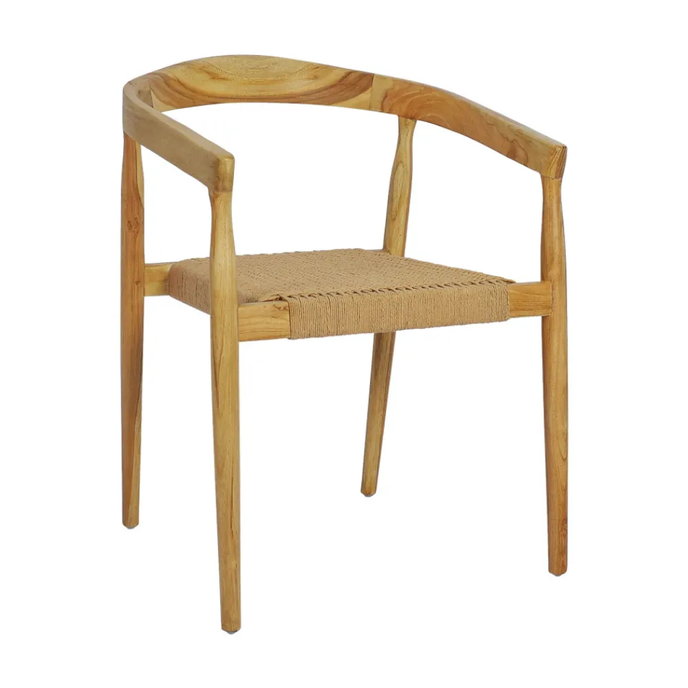 Drawer BURI Lot de 2 fauteuils de table en teck et corde tressé