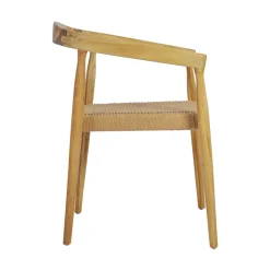 Drawer BURI Lot de 2 fauteuils de table en teck et corde tressé