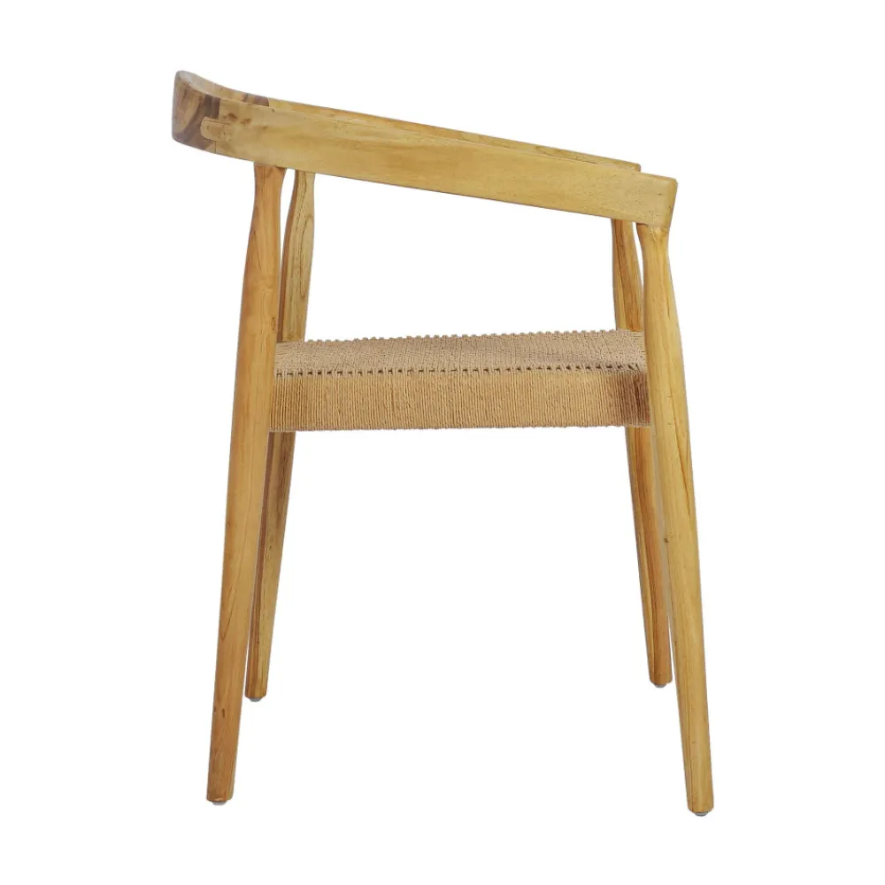 Drawer BURI Lot de 2 fauteuils de table en teck et corde tressé