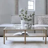 No name CAHIR Table basse en verre trempé et bois 120x60cm