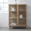 No name CAHIR Vitrine 2 portes en verre trempé et bois H140cm