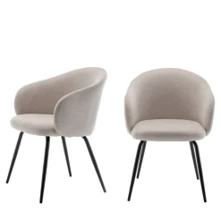 Drawer CALABRA Lot de 2 fauteuils de table en tissu et métal