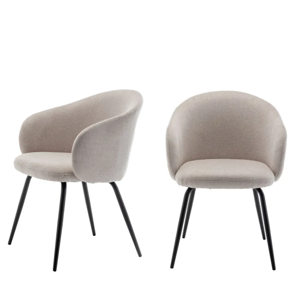 Drawer CALABRA Lot de 2 fauteuils de table en tissu et métal
