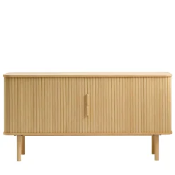 No name CALLAN Buffet aux portes coulissantes en bois strié L160cm