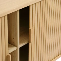 No name CALLAN Buffet aux portes coulissantes en bois strié L160cm