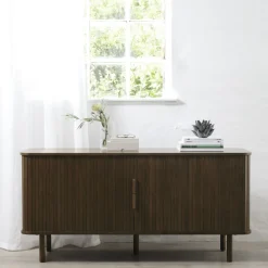 No name CALLAN Buffet aux portes coulissantes en bois strié L160cm