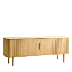 No name CALLAN Meuble TV aux portes coulissantes en bois strié L160cm