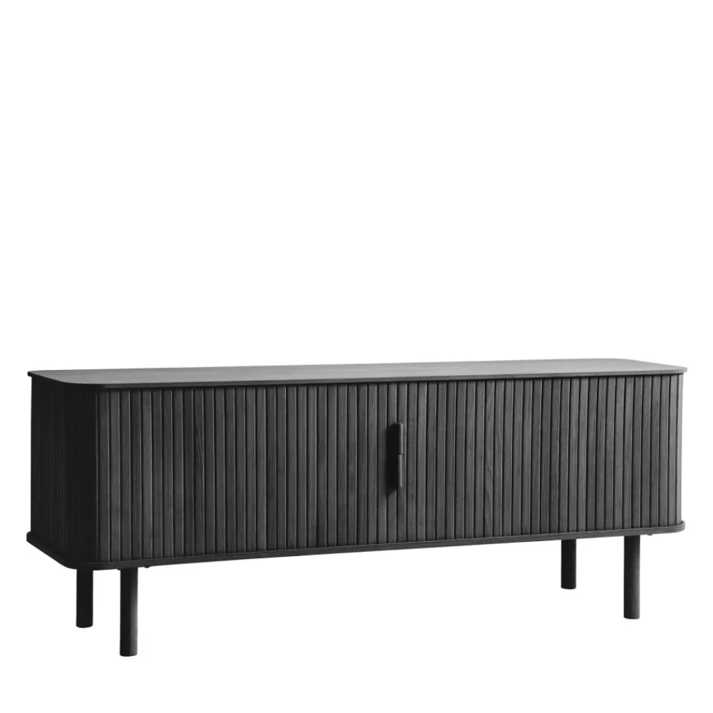 No name CALLAN Meuble TV aux portes coulissantes en bois strié L160cm