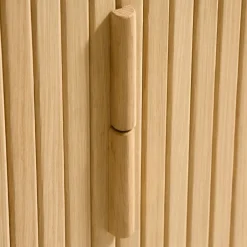 No name CALLAN Meuble TV aux portes coulissantes en bois strié L160cm
