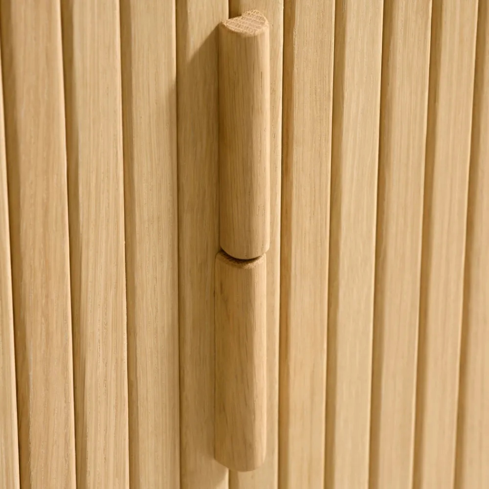 No name CALLAN Meuble TV aux portes coulissantes en bois strié L160cm