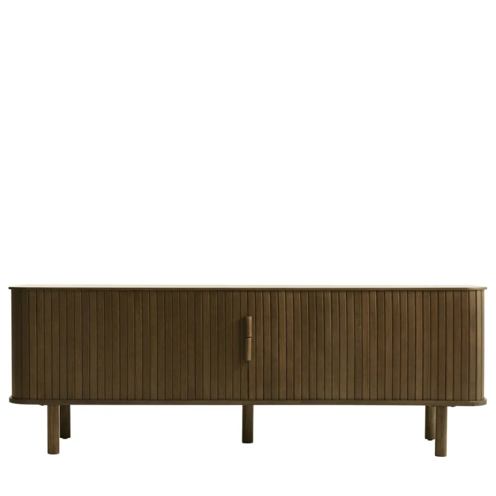 No name CALLAN Meuble TV aux portes coulissantes en bois strié L160cm