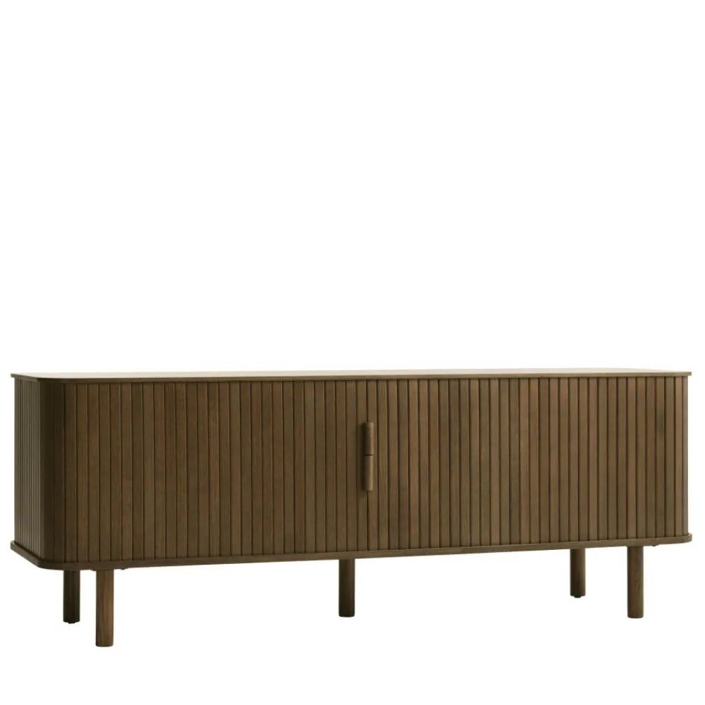 No name CALLAN Meuble TV aux portes coulissantes en bois strié L160cm