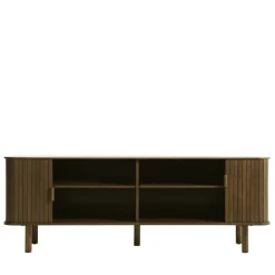 No name CALLAN Meuble TV aux portes coulissantes en bois strié L160cm