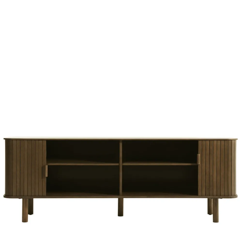 No name CALLAN Meuble TV aux portes coulissantes en bois strié L160cm