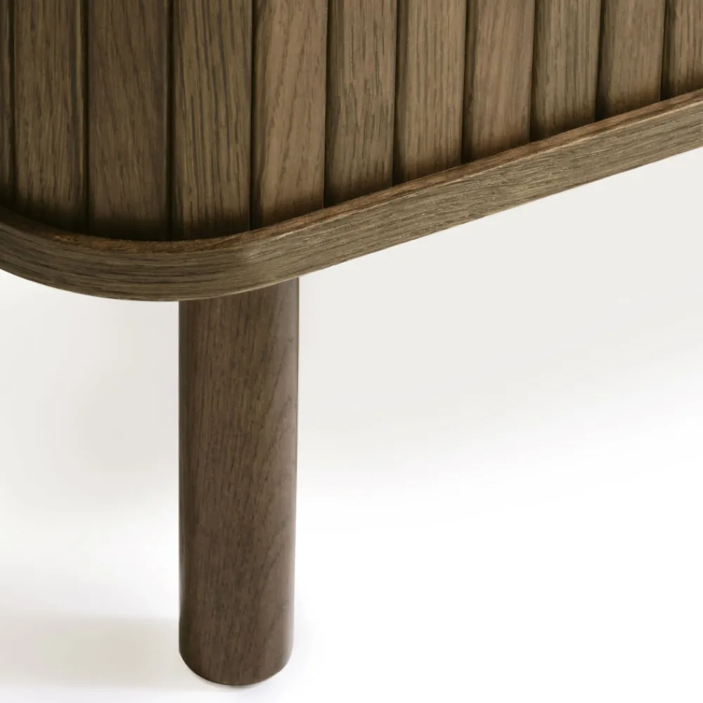 No name CALLAN Meuble TV aux portes coulissantes en bois strié L160cm