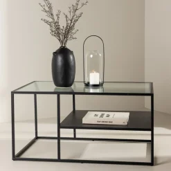 Venture Home CAMPINAS Table basse 2 plateaux en verre et métal
