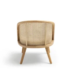 Drawer CANDICE Fauteuil en tissu bouclette et rotin