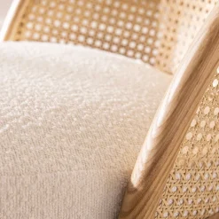 Drawer CANDICE Fauteuil en tissu bouclette et rotin