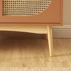No name CANNO Buffet 2 portes en bois et cannage L90cm
