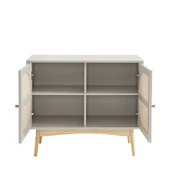 No name CANNO Buffet 2 portes en bois et cannage L90cm