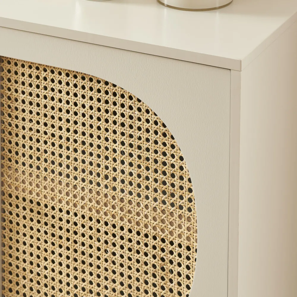 No name CANNO Buffet 2 portes en bois et cannage L90cm