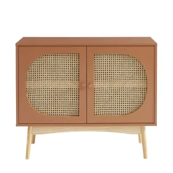 No name CANNO Buffet 2 portes en bois et cannage L90cm
