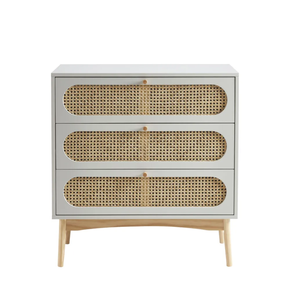 Enfant No name CANNO Commode 3 tiroirs en bois et cannage L80cm