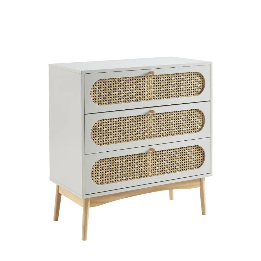 Enfant No name CANNO Commode 3 tiroirs en bois et cannage L80cm