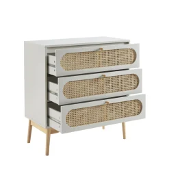 Enfant No name CANNO Commode 3 tiroirs en bois et cannage L80cm