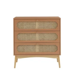Enfant No name CANNO Commode 3 tiroirs en bois et cannage L80cm