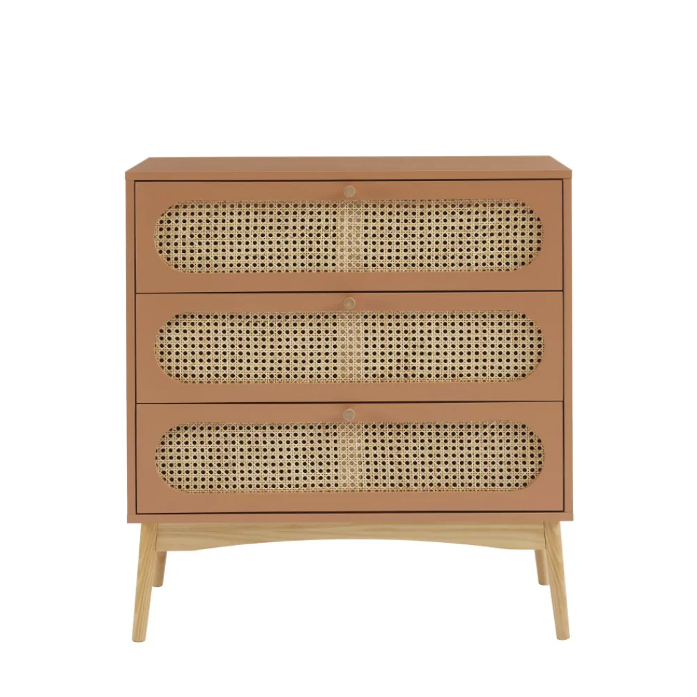 Enfant No name CANNO Commode 3 tiroirs en bois et cannage L80cm