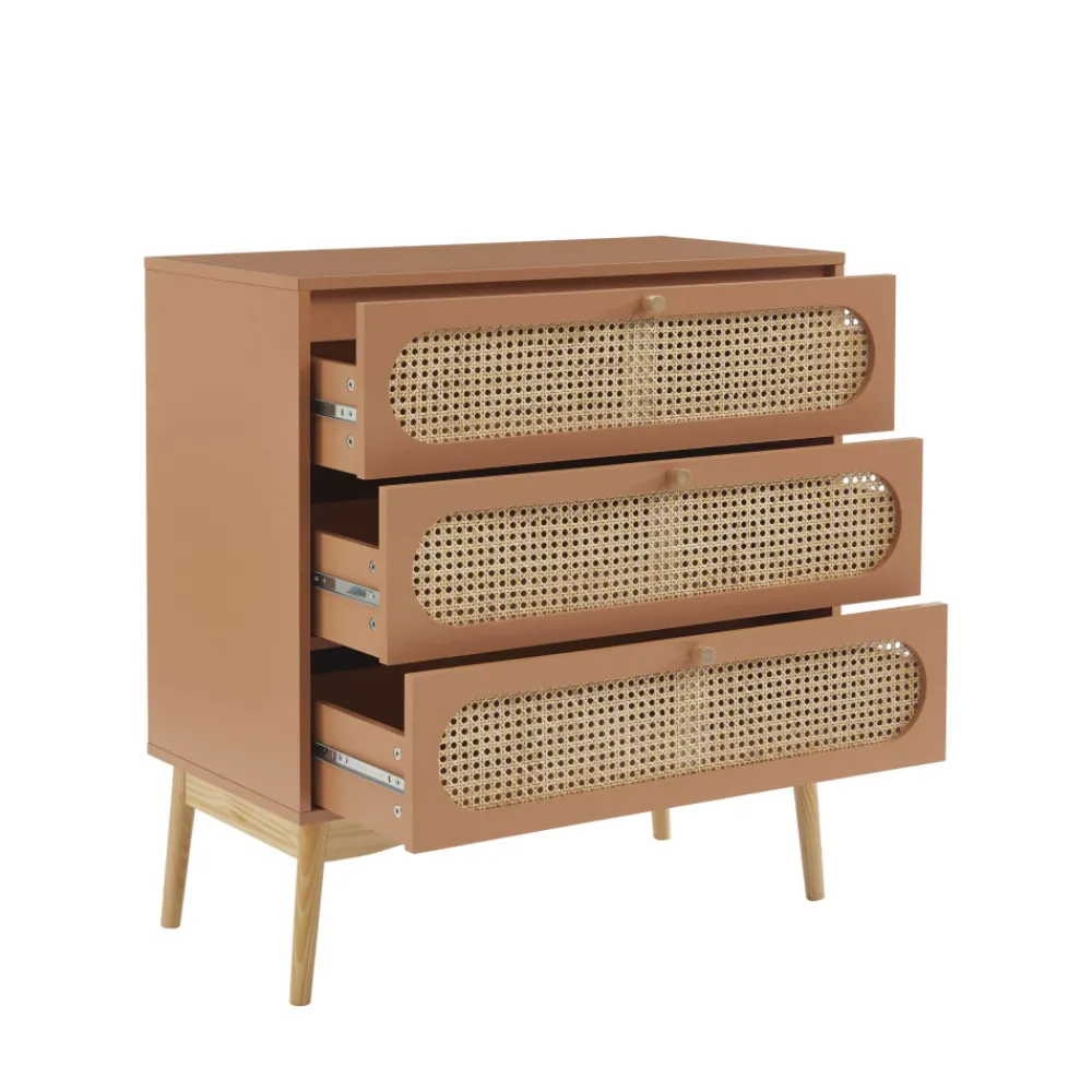 Enfant No name CANNO Commode 3 tiroirs en bois et cannage L80cm
